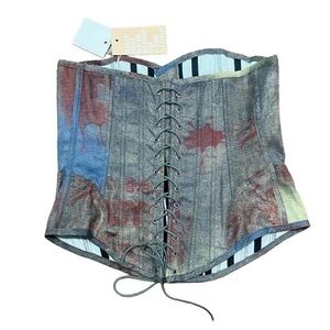 Denim Multicolor Lace-Up Corset